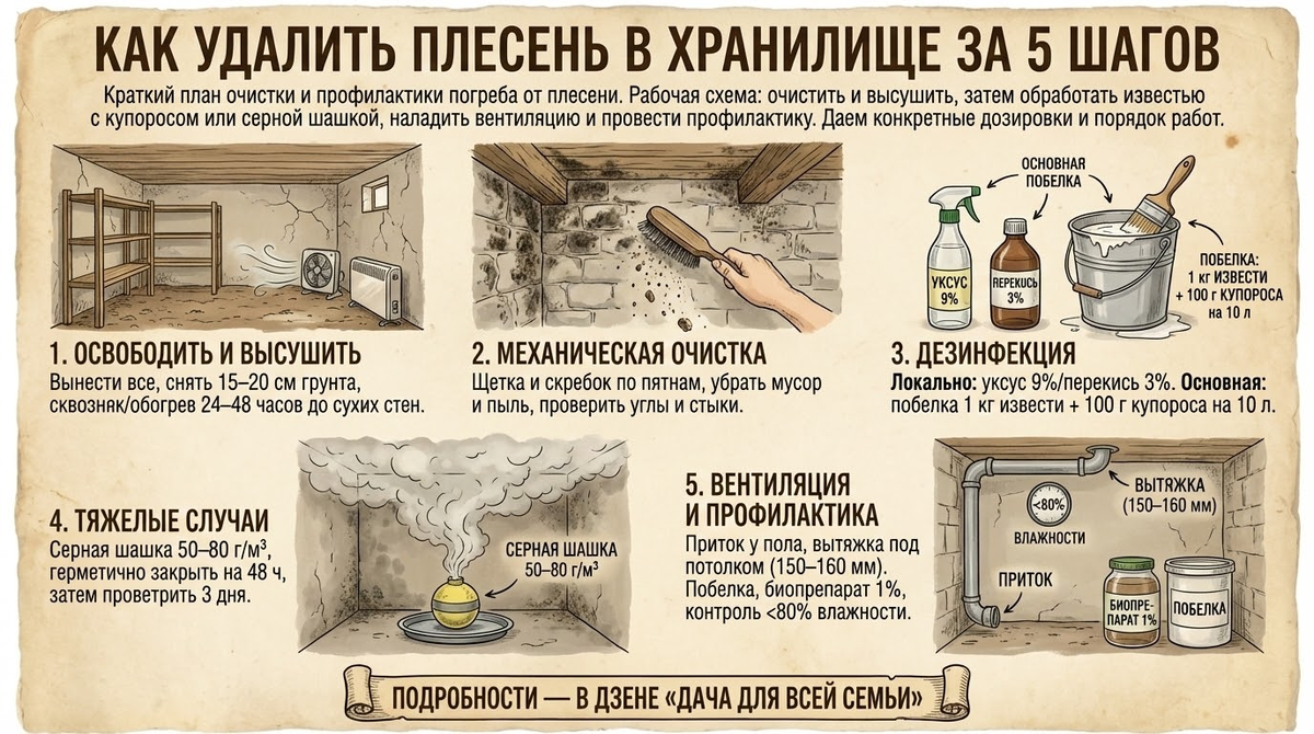 Как избавиться от плесени в хранилище: эффективные методы и профилактика