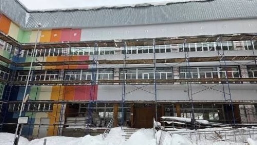 В Выльгорте активно идёт капитальный ремонт школы №2 имени В.П. Налимова
