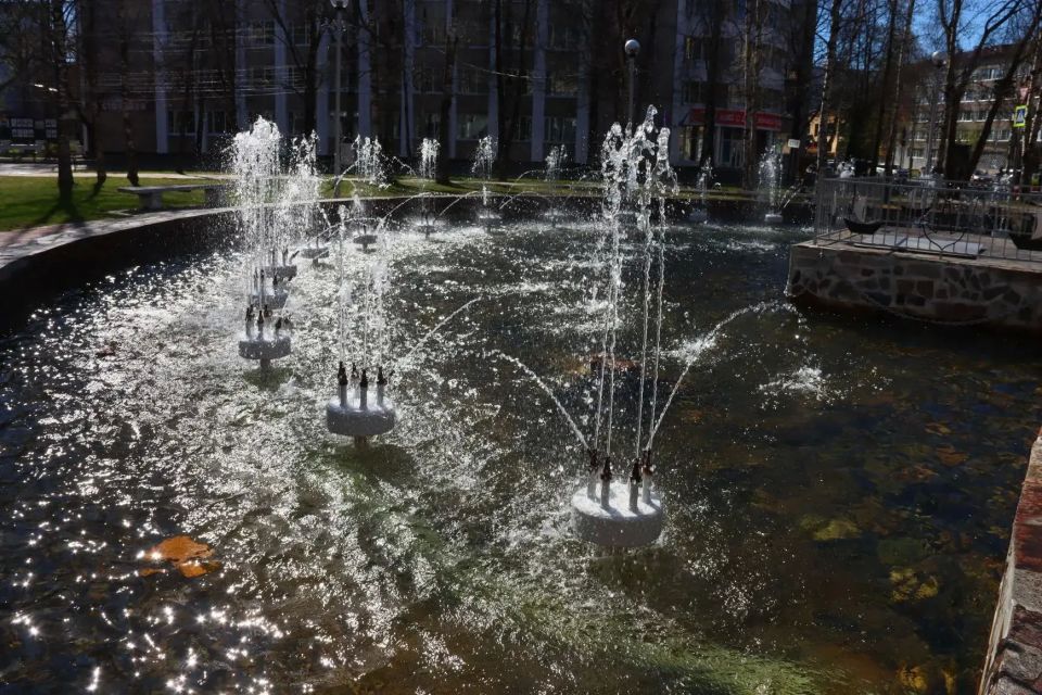 В фонтан у администрации Сыктывкара традиционно выпустили форель В фонтан у администрации Сыктывкара традиционно выпустили форель