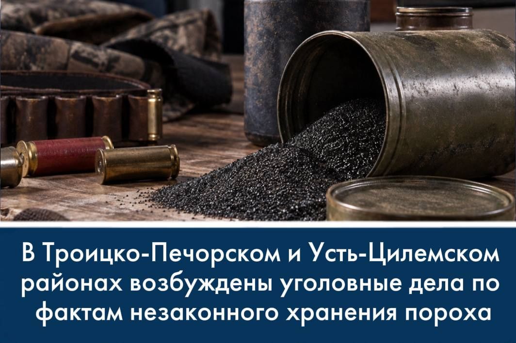 В Троицко-Печорском и Усть-Цилемском районах возбуждены уголовные дела по фактам незаконного хранения пороха