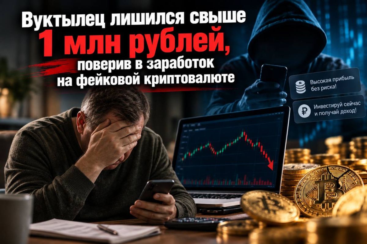 Вуктылец лишился свыше 1 млн рублей, поверив в заработок на фейковой криптовалюте