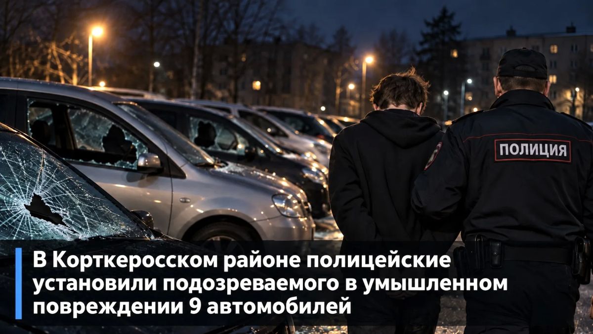 В Корткеросском районе полицейские установили подозреваемого в умышленном повреждении 9 автомобилей